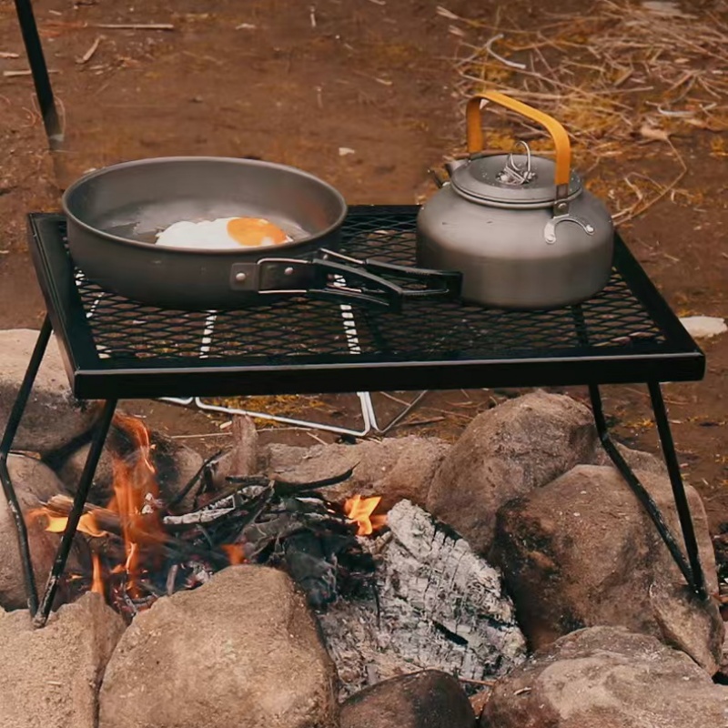 Outdoor Camping Cooking Table - Outdoor Grid Folding Table Multifunctional Camping