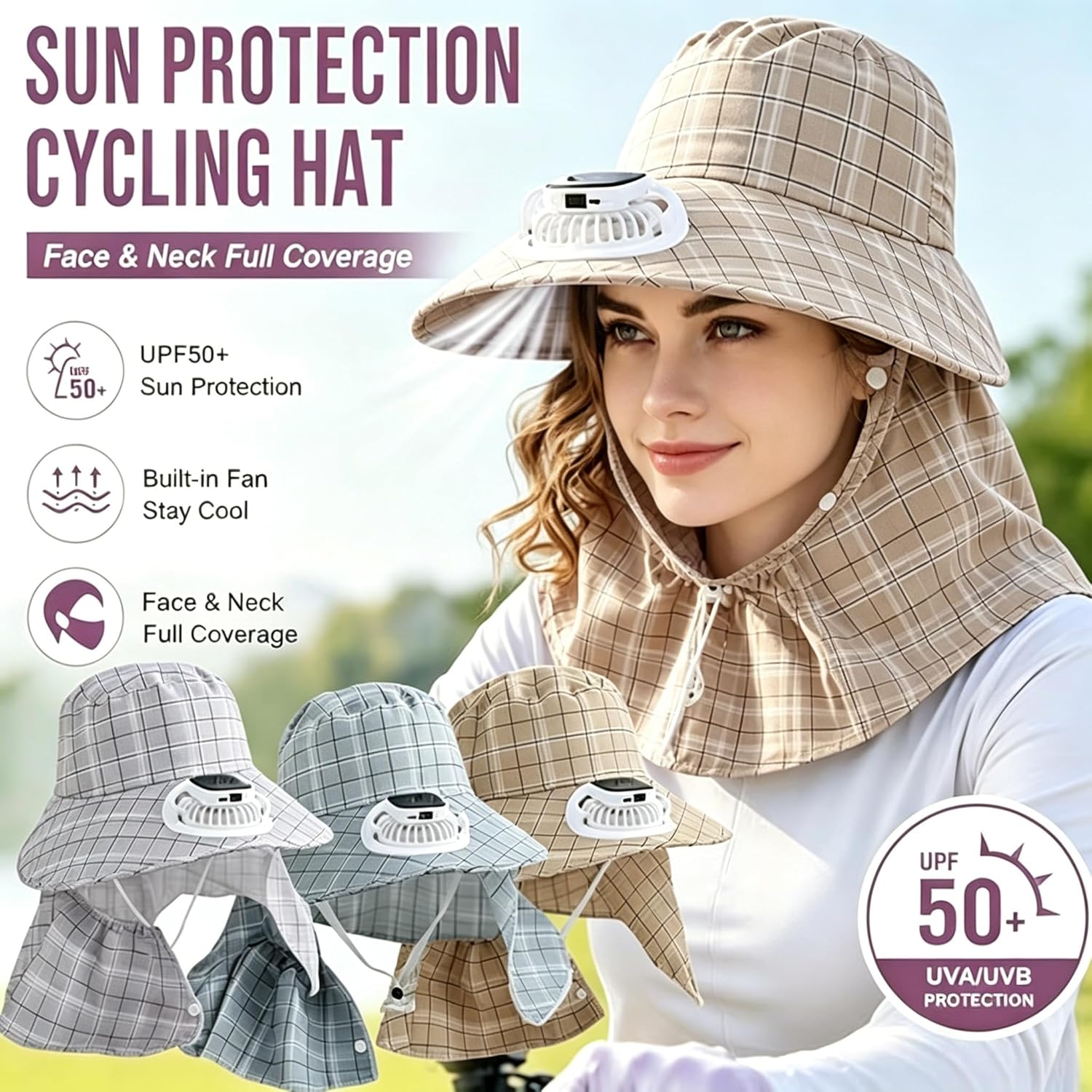 1PC Solar Power Neck Guard Fan - Outdoor Camping Fans 评论和价格