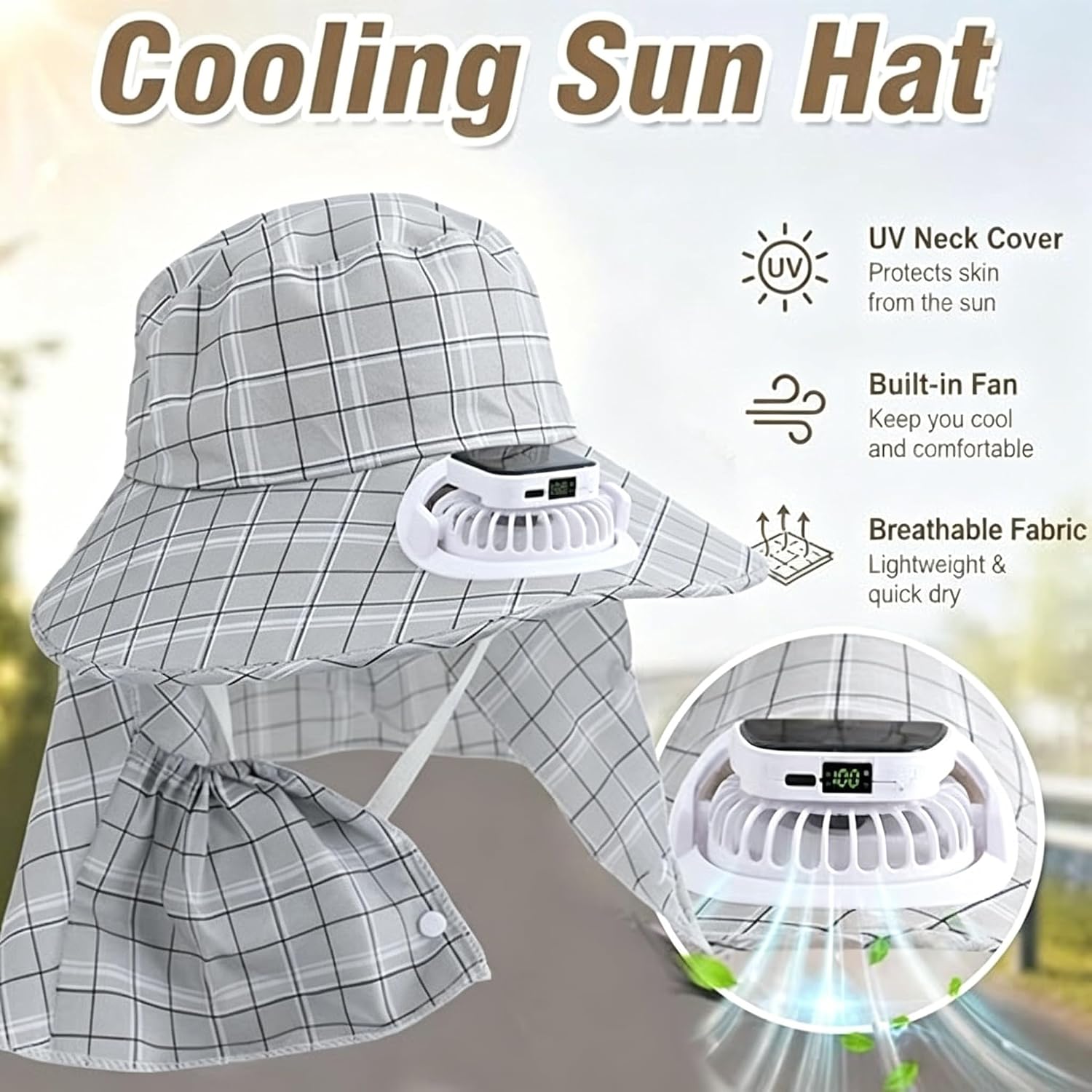 1PC Solar Power Neck Guard Fan - Outdoor Camping Fans 评论和价格