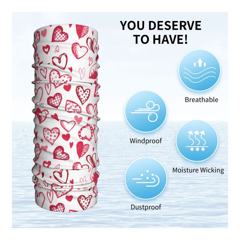 Pink Red Love Hearts Bandana N - Outdoor Camping Youtube 评论和价格