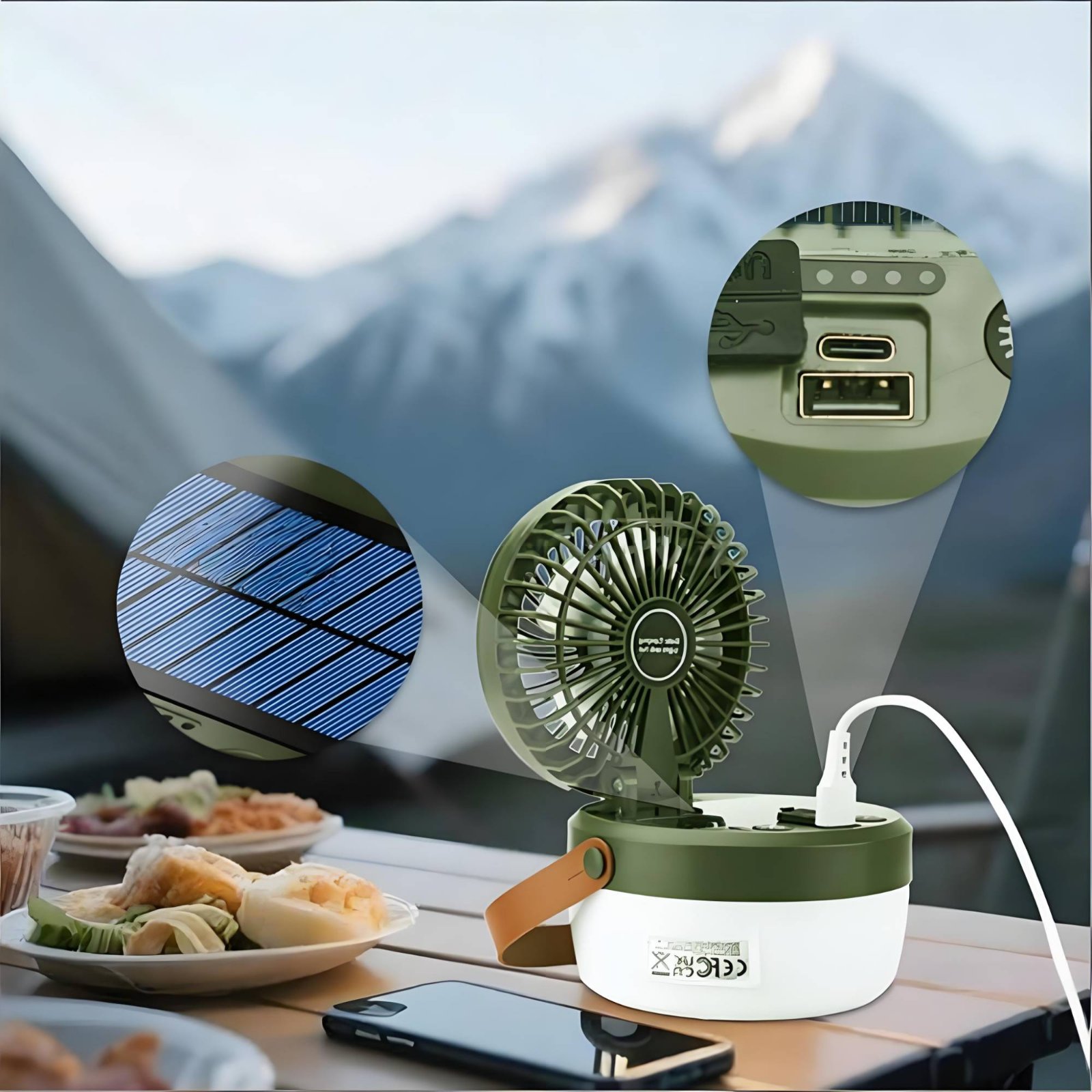 Solar Camping Fan Lantern Fold - Outdoor Camping Fans 评论和价格